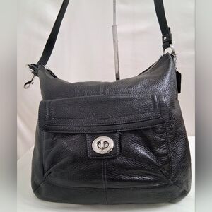 Coach Penelope Shoulder Purse-Black Pebbled Leather F19045